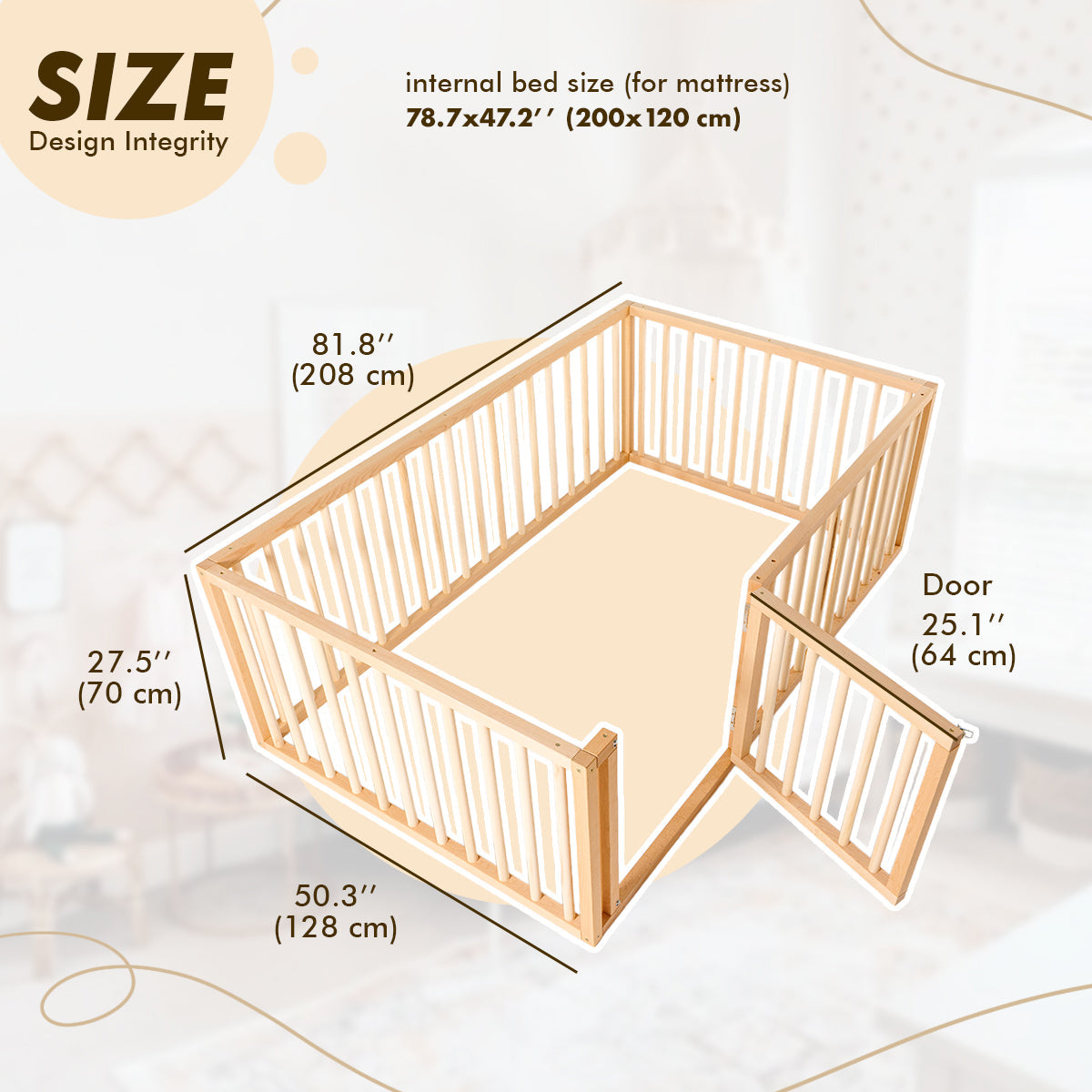 Montessori Bed For Kids and Toddlers from 6 month (EU Size 200x120 cm)-1