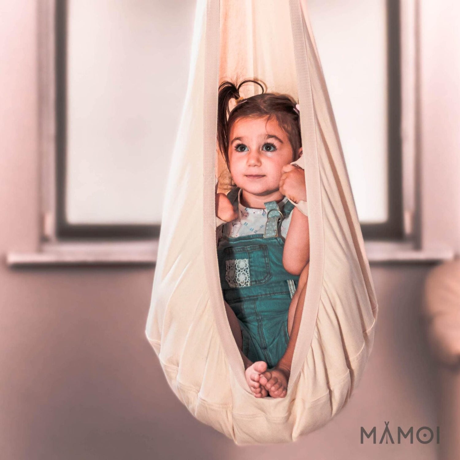 MAMOI® Hängesessel für kinder, Therapieschaukel, Schaukel für kinderzimmer, Hängehöhle, Hängeschaukel, Sensory swing, Schaukeltuch indoor, Hängesack, Tuchschaukel, Babyschaukel, Hängetuch-4