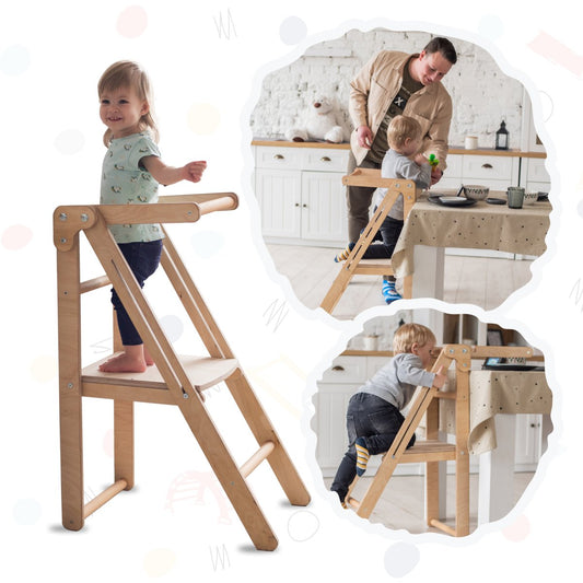 Learning Tower Faltbar für Kinder - Beige - Goodevas